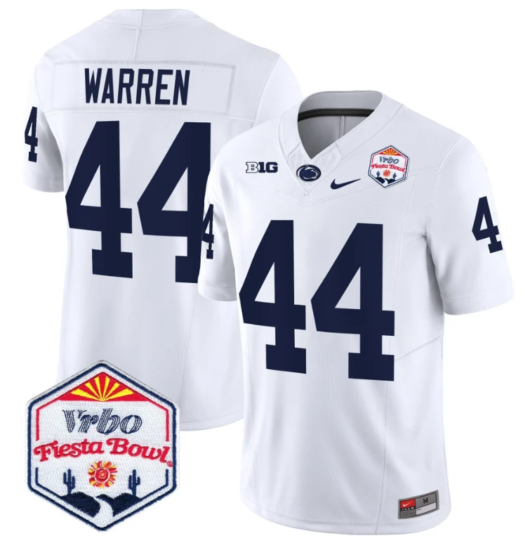 Tyler Warren Jersey #44 Penn State 2024 Fiesta Bowl Patch White by NCAA Football Jersey