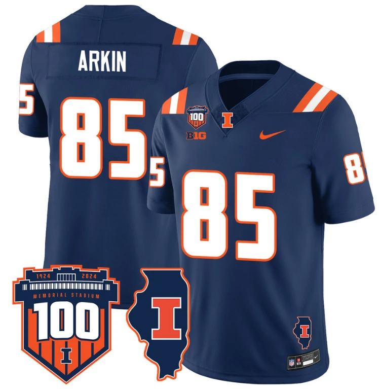 Tanner Arkin Jersey #85 Illinois Fighting Vapor Limited College Football Stitched Navy by My Store