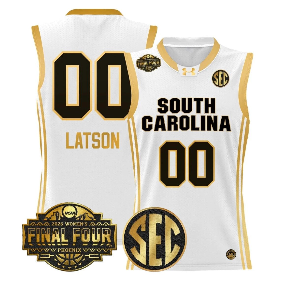 Ta'Niya Latson Jersey #00 South Carolina 2026 Final Four Stitched White Gold by My store basketball