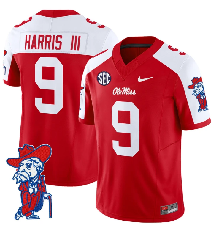 Tre Harris Jersey #9 Ole Miss Rebels Vapor Limited College Football Stitched Red Alterntae by My Store