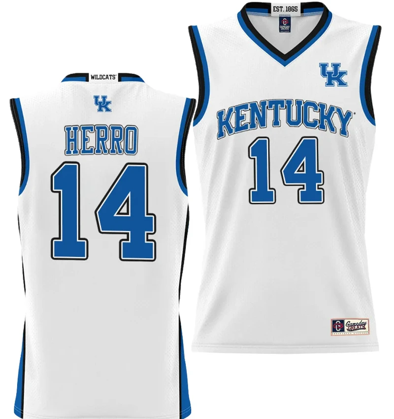 Tyler Herro Jersey #14 Kentucky Wildcats NIL College Basketball Lightweight White by My store basketball