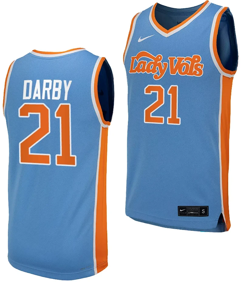 Tess Darby Jersey #21 Tennessee Lady Vols Replica College Basketball Blue Uniform by My store basketball
