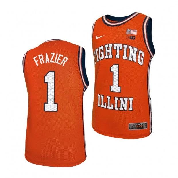 Trent Frazier Jersey #1 Illinois Fighting Illini College Basketball Replica Jerseys - Orange by My store basketball