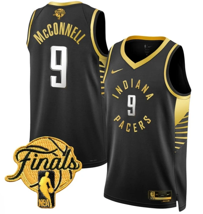 T.J. McConnell Jersey #9 Indiana Pacers 2025 Finals Swingman Stitched Black Gold by My store basketball