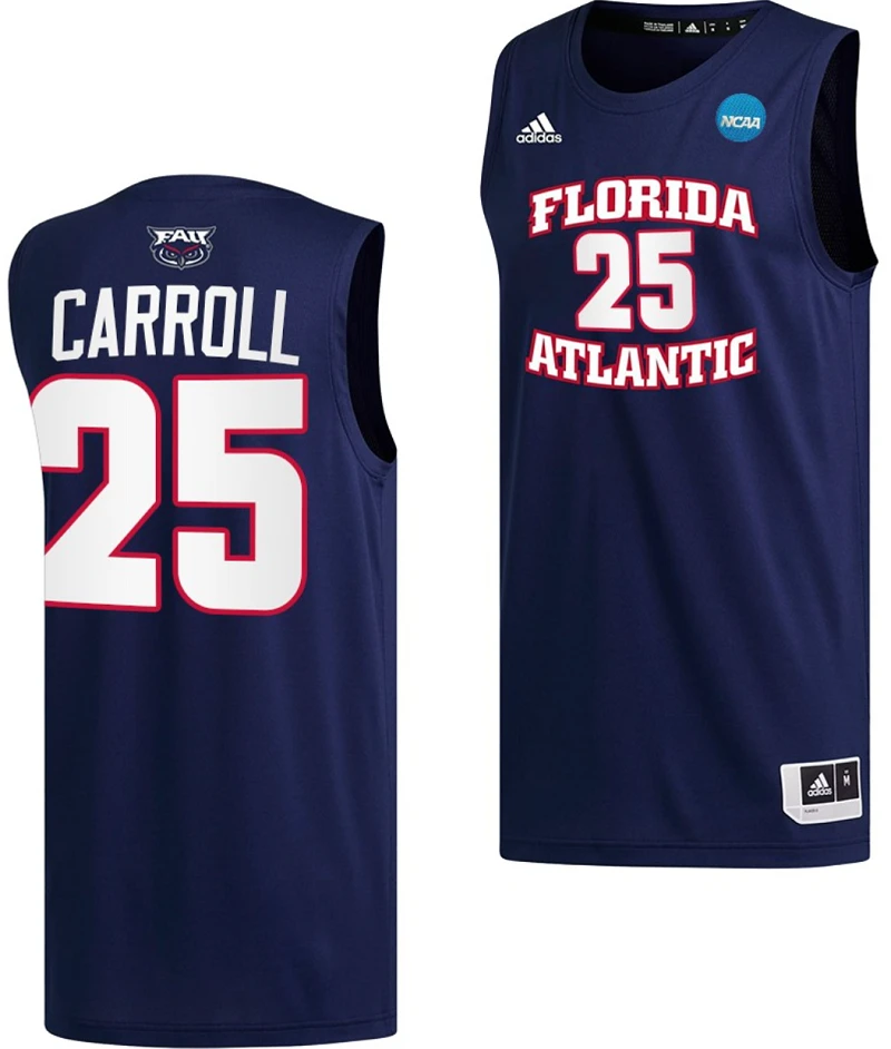 Tre Carroll Jersey #25 FAU Owls NCAA March Madness Alternate Basketball Navy by My store basketball