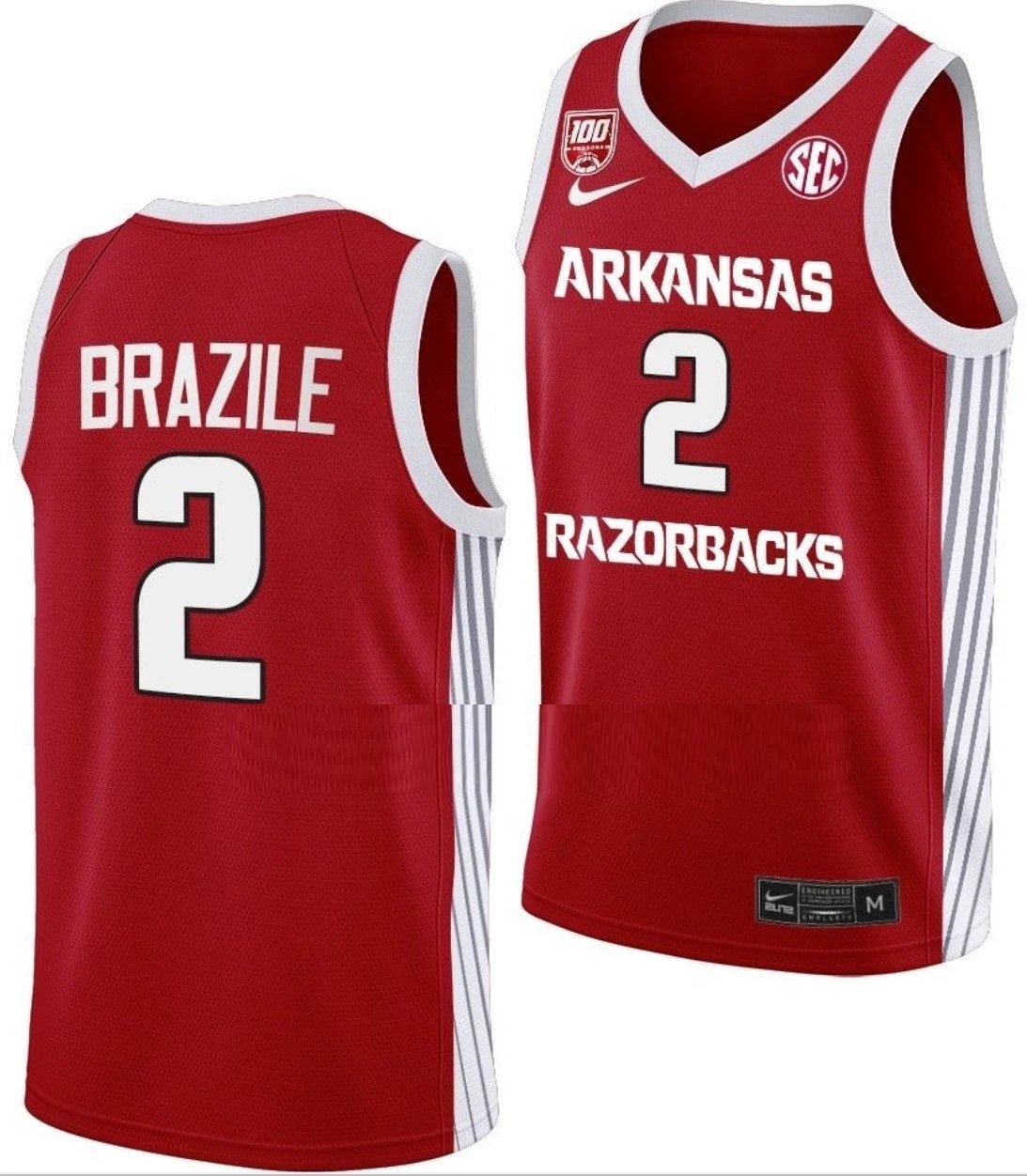 Trevon Brazile Jersey Arkansas Razorbacks College Basketball 100 Season #2 by My store basketball