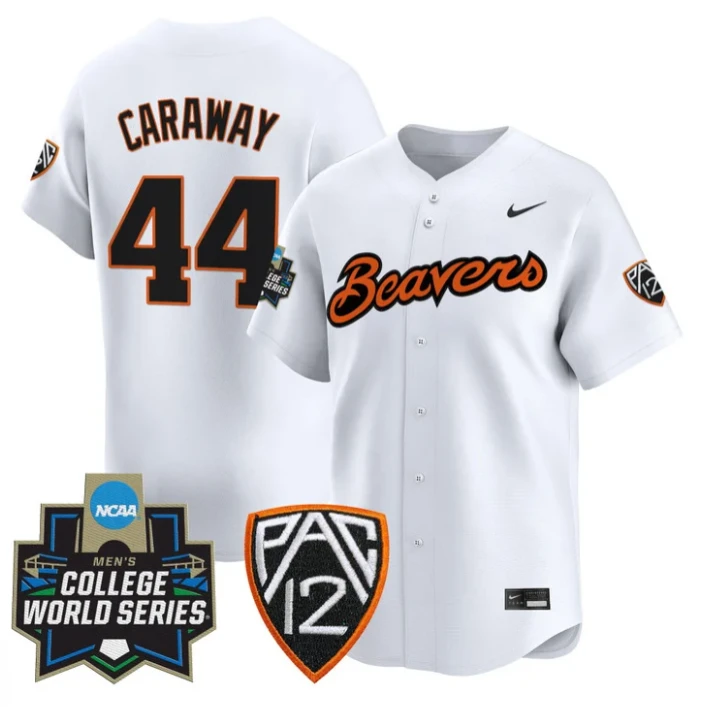 Trent Caraway Jersey #44 Oregon State Beavers 2025 World Series Stitched White by My Store
