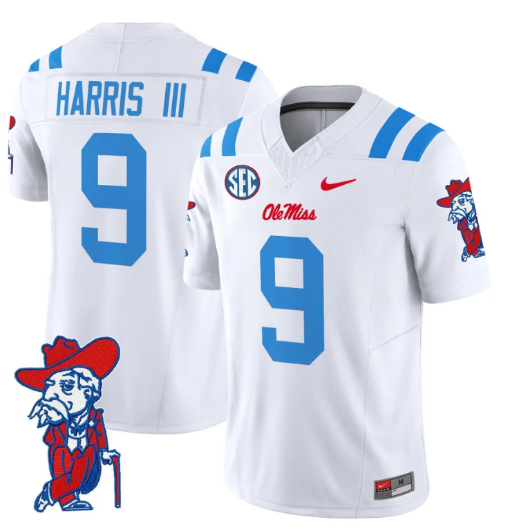 Tre Harris Jersey #9 Ole Miss Rebels Vapor Limited College Football Stitched 2024 White by My Store
