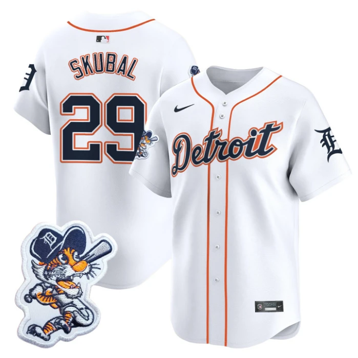Tarik Skubal Jersey #29 Detroit Tigers Paws Patch Vapor Premier Limited Stitched White by My Store