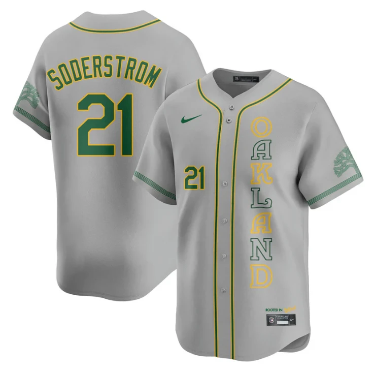 Tyler Soderstrom Jersey #21 Oakland Athletics City Connect Concept Stitched Gray by My Store