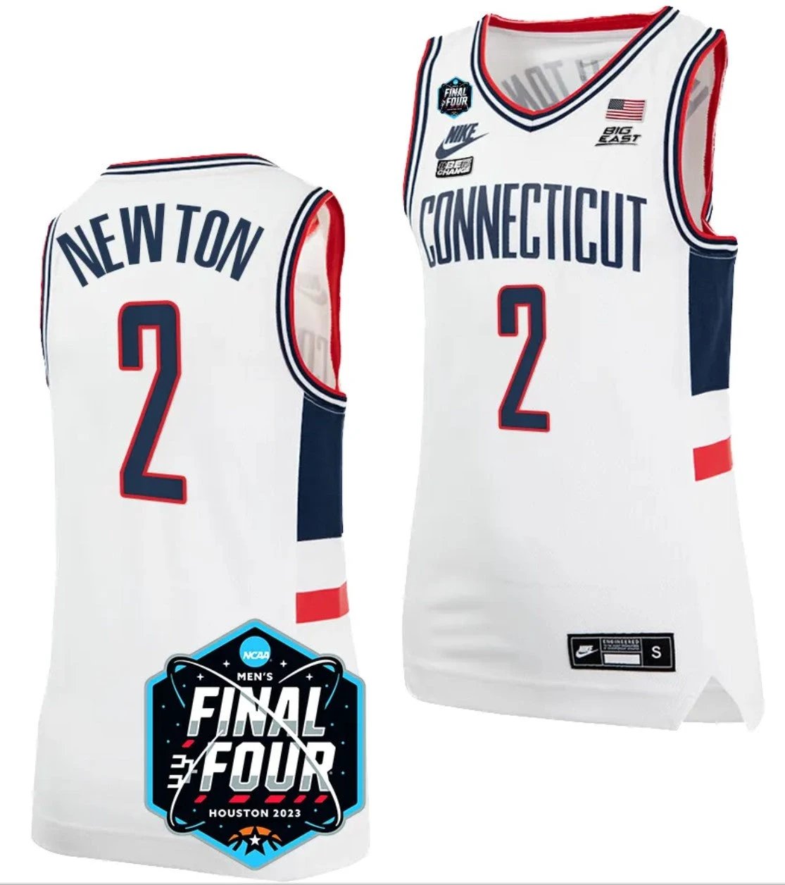 Tristen Newton Jersey UConn Huskies 2023 NCAA National Championship March Madness White #2 by My store basketball