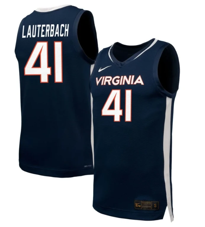 Taylor Lauterbach Jersey #41 Virginia Cavaliers NIL Basketball Navy by My store basketball