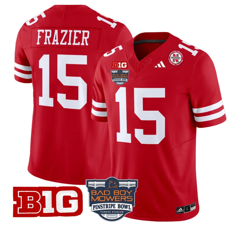 Tommie Frazier Jersey #15 Nebraska Cornhuskers 2025 Pinstripe Bowl Scarlet by My Store