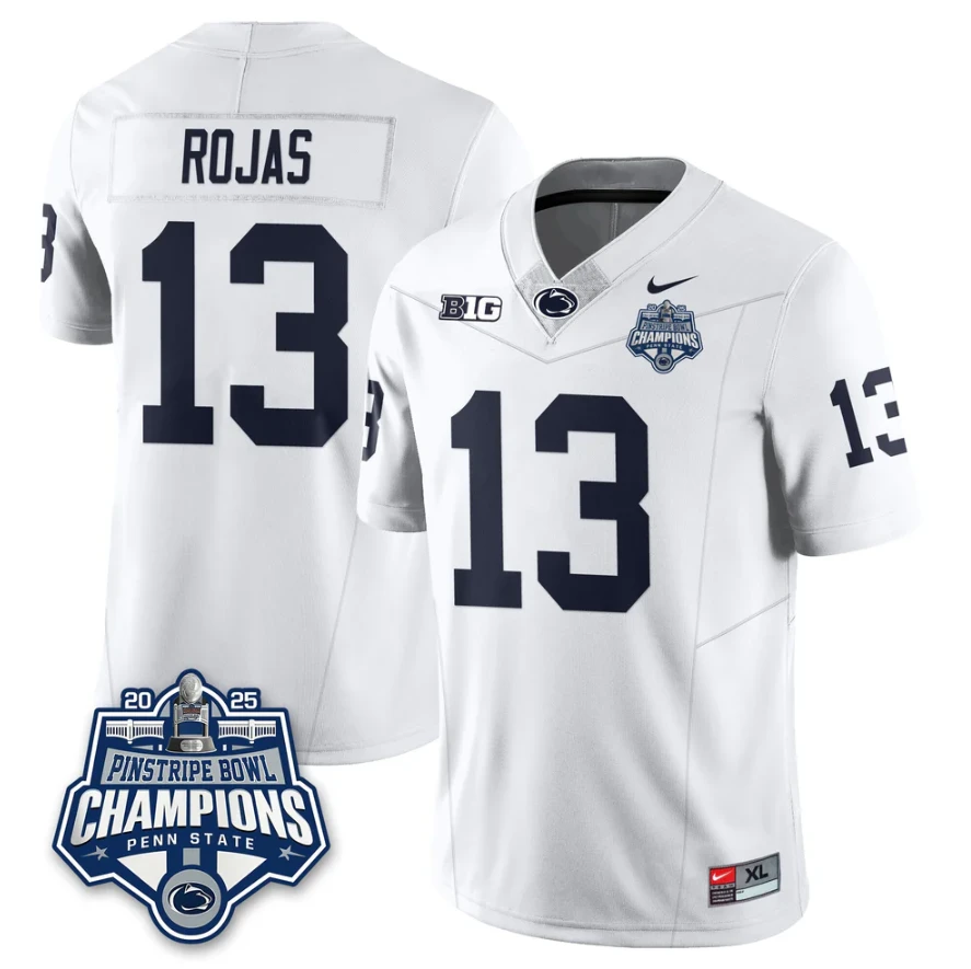 Tony Rojas Jersey #13 Penn State 2025 Pinstripe Bowl Champions Stitched by My Store NCAA Football Jerseys