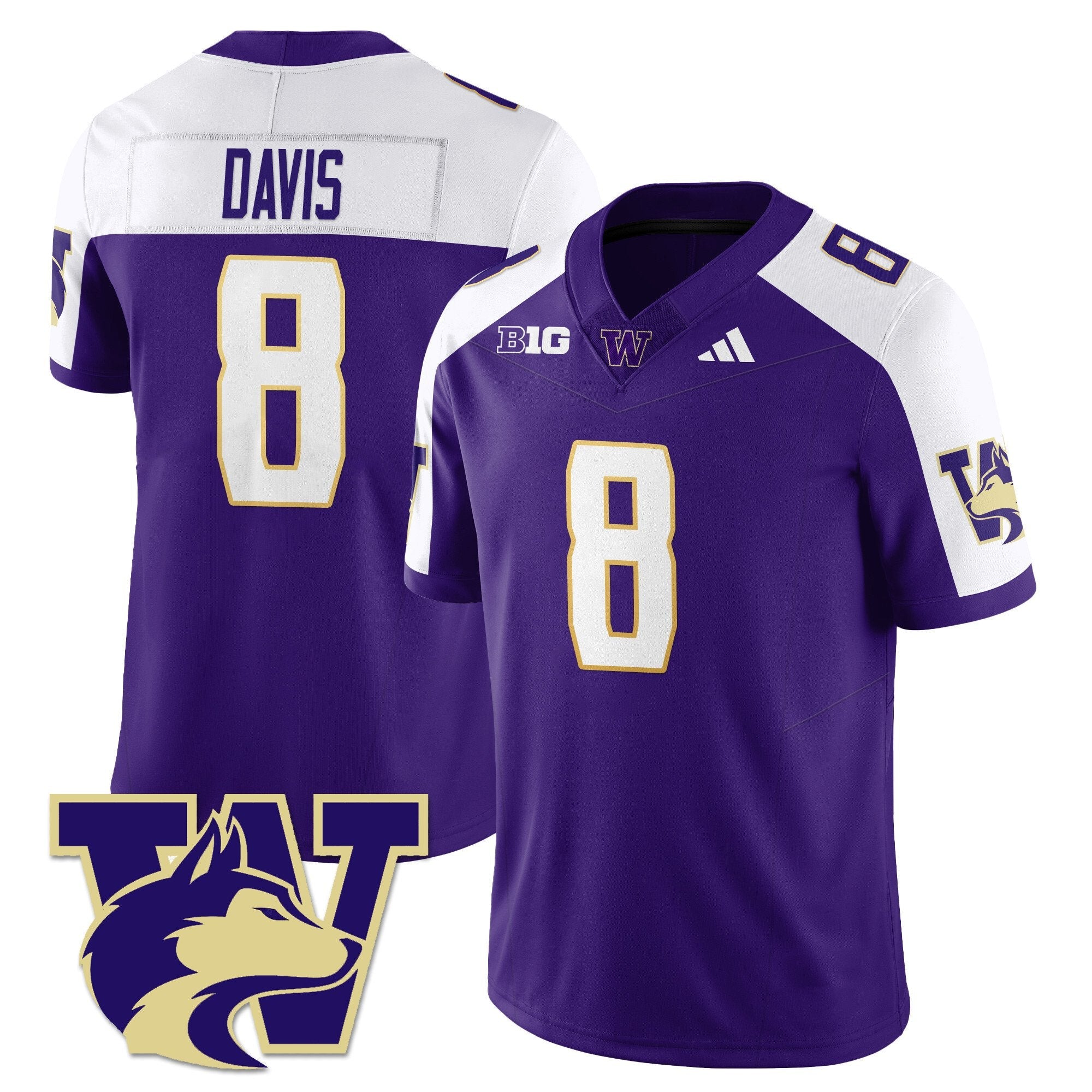 Tacario Davis Jersey #8 Washington Husky Football 2025 Stitched Alternate by NCAA Football Jersey