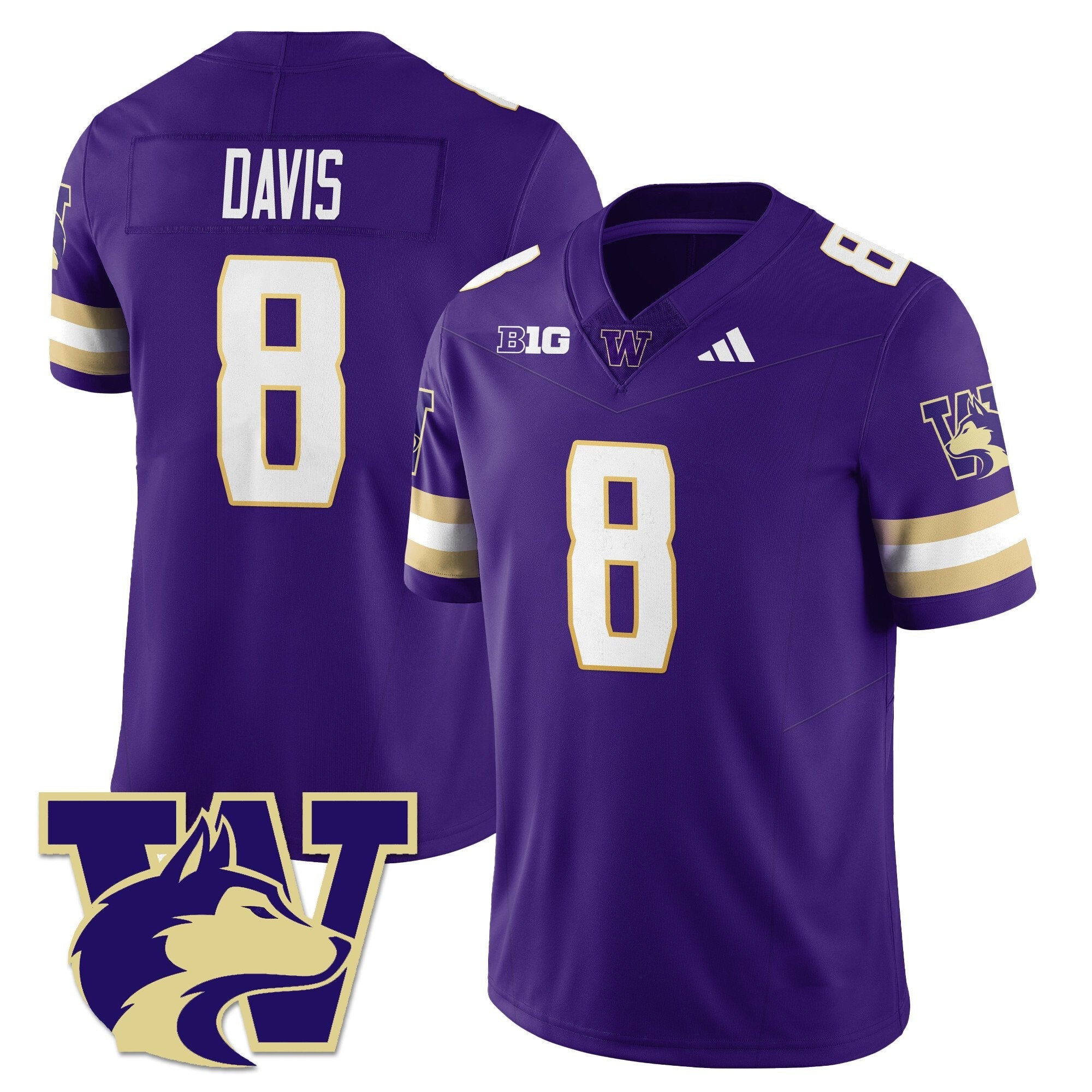 Tacario Davis Jersey #8 Washington Husky Football 2025 Stitched Purple by NCAA Football Jersey