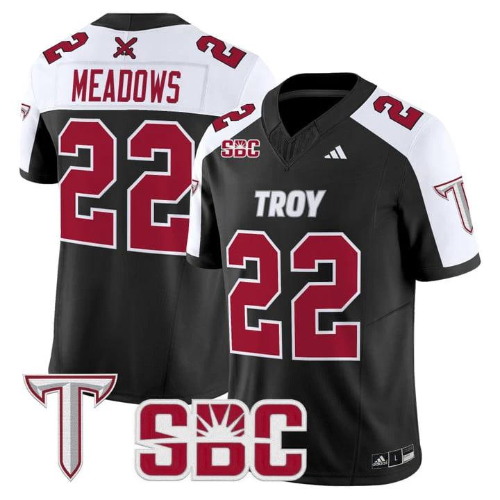 Tae Meadows Jersey #22 Troy Trojans 2025 Vapor Limited Stitched by My Store NCAA Football Jerseys