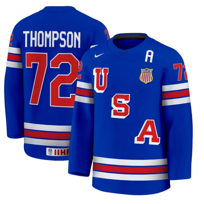 Tage Thompson Jersey #72 USA Hockey 2025 Premium Stitched Away by Hockey David