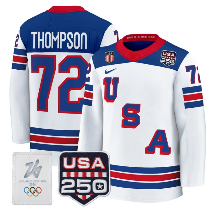 Tage Thompson Jersey #72 USA Olympic 250 Patch Hockey 2026 All Stitched by Hockey David