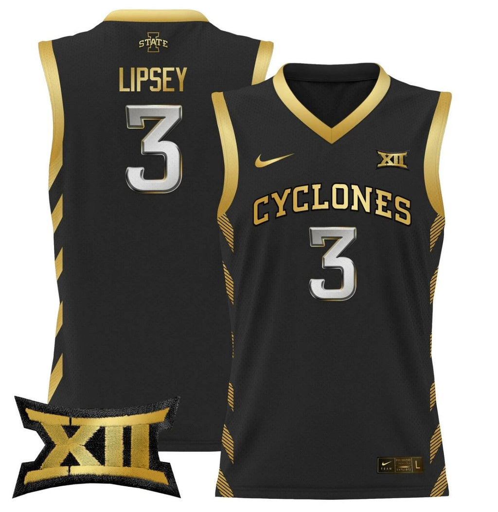 Tamin Lipsey Jersey #3 Iowa State 2024 Lightweight Basketball Black Gold by My store basketball