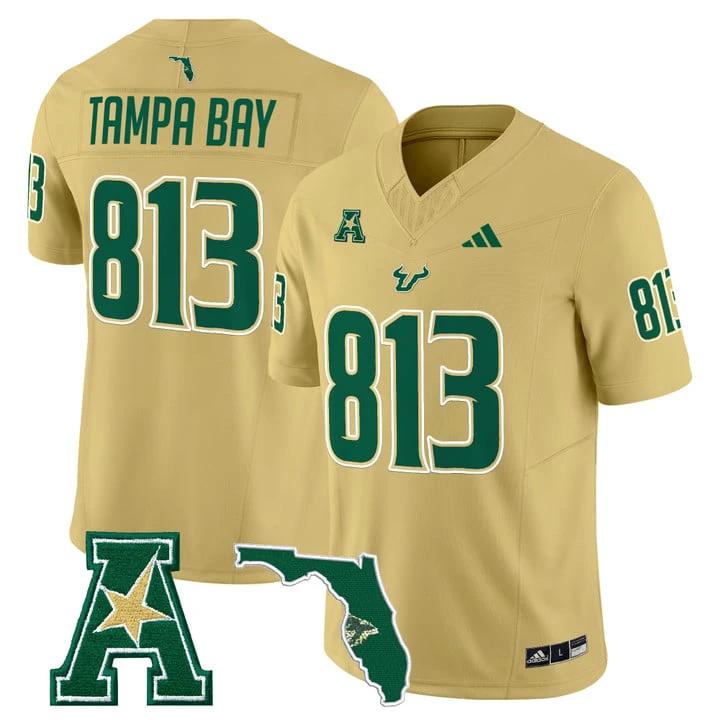 Tampa Bay Jersey #813 South Florida Bulls 2025 Vapor Limited Stitched Gold by My Store NCAA Football Jerseys