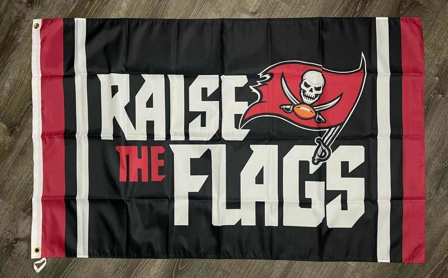 Tampa Bay Buccaneers Raise The Flags Flag 3x5 ft Black Banner Man-Cave by flagsjustdoit