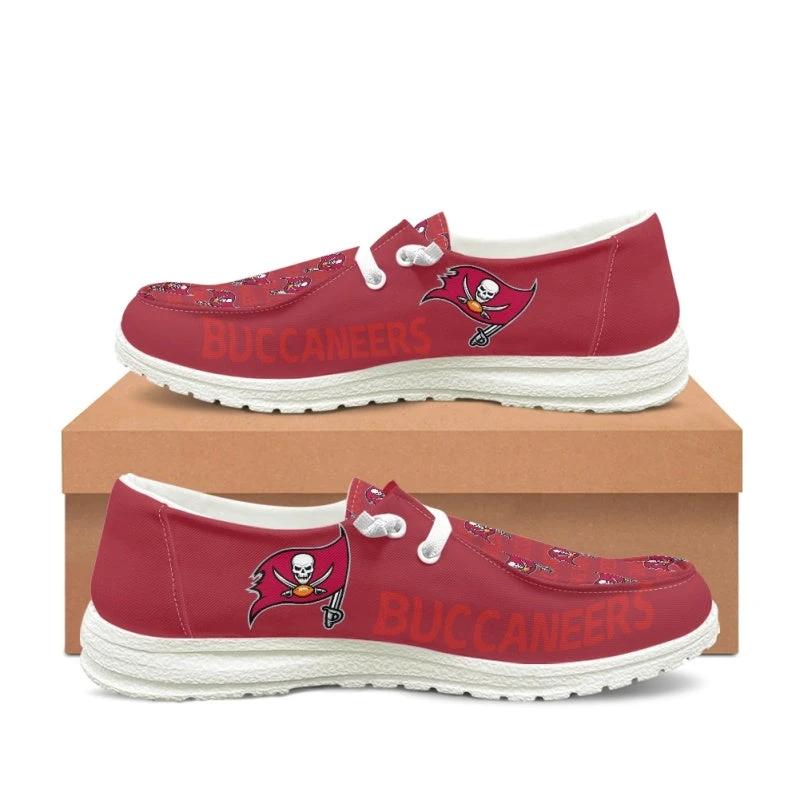 Tampa Bay Buccaneers Red Team Name Logo Canvas Sneaker Shoes For Men Women Fans by Crocs