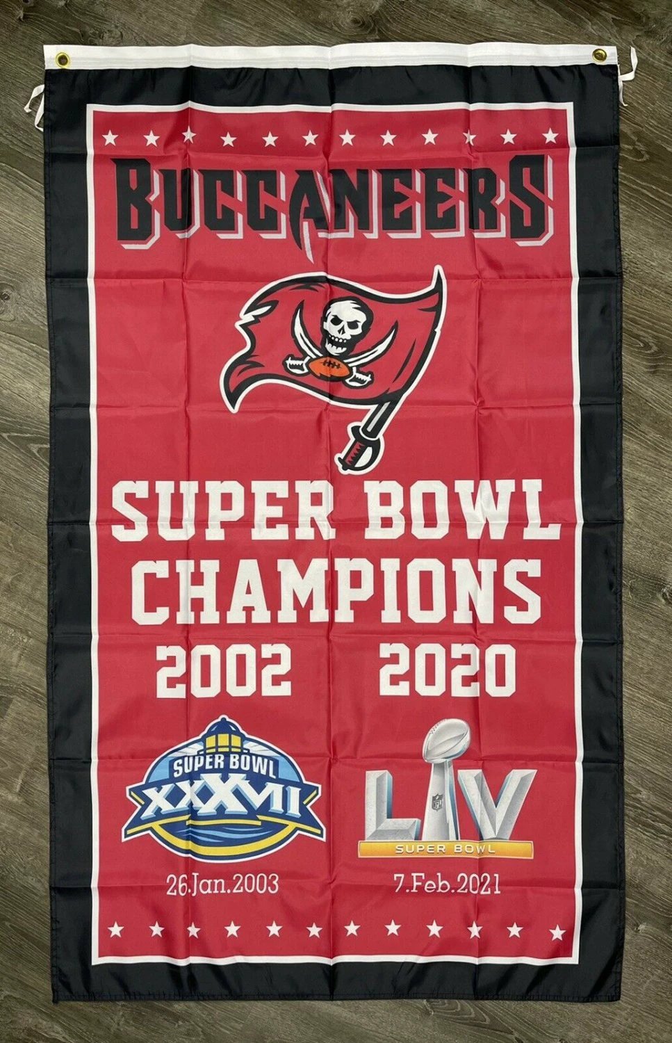 Tampa Bay Buccaneers Super Bowl Championship Flag Vertical 3x5 ft Banner Man-Cave by flagsjustdoit