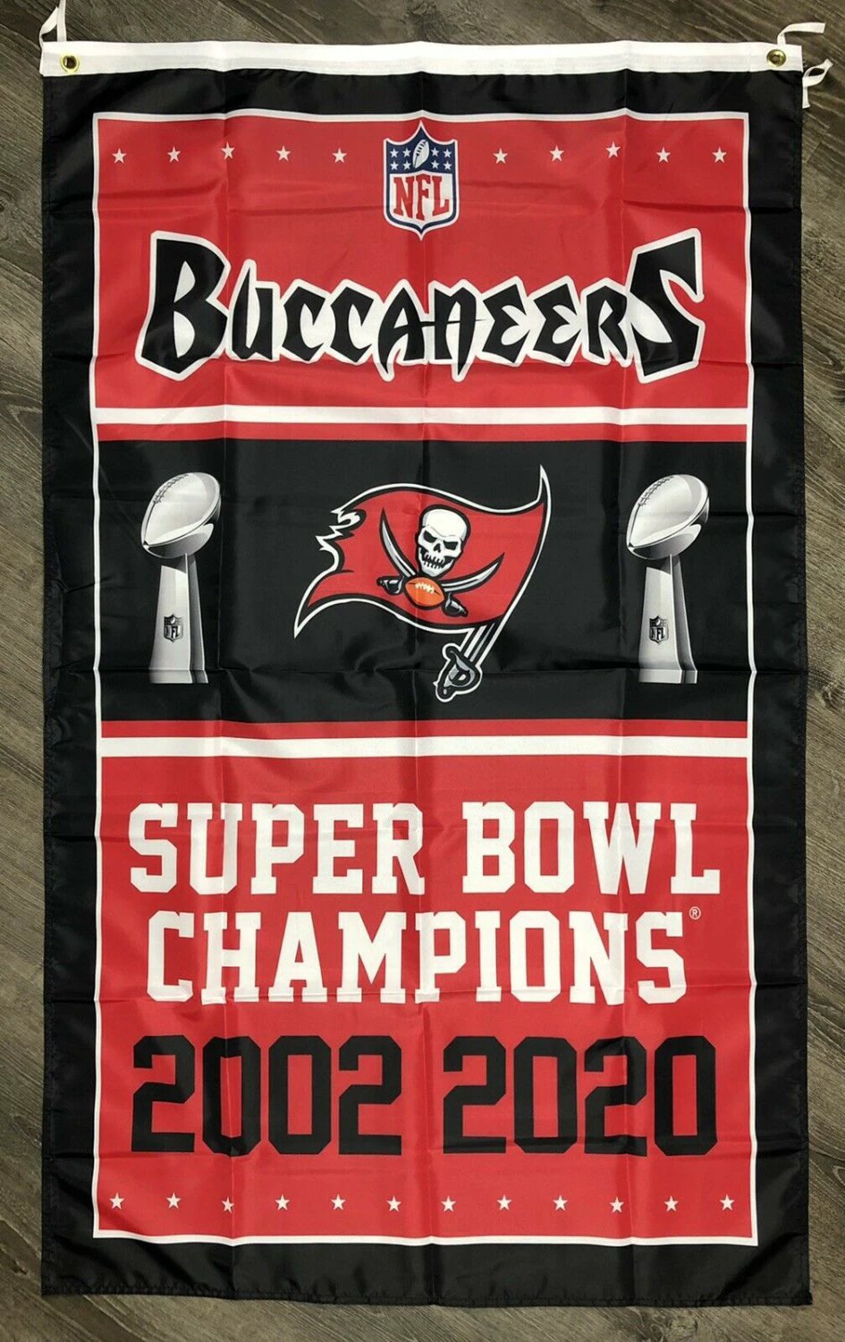 Tampa Bay Buccaneers Vertical Super Bowl Championship Flag 3x5 ft Banner Man-Cave by flagsjustdoit