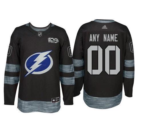 Tampa Bay Lightning Black 1917-2017 100th Anniversary Stitched NHL Custom Jersey by Hockey David