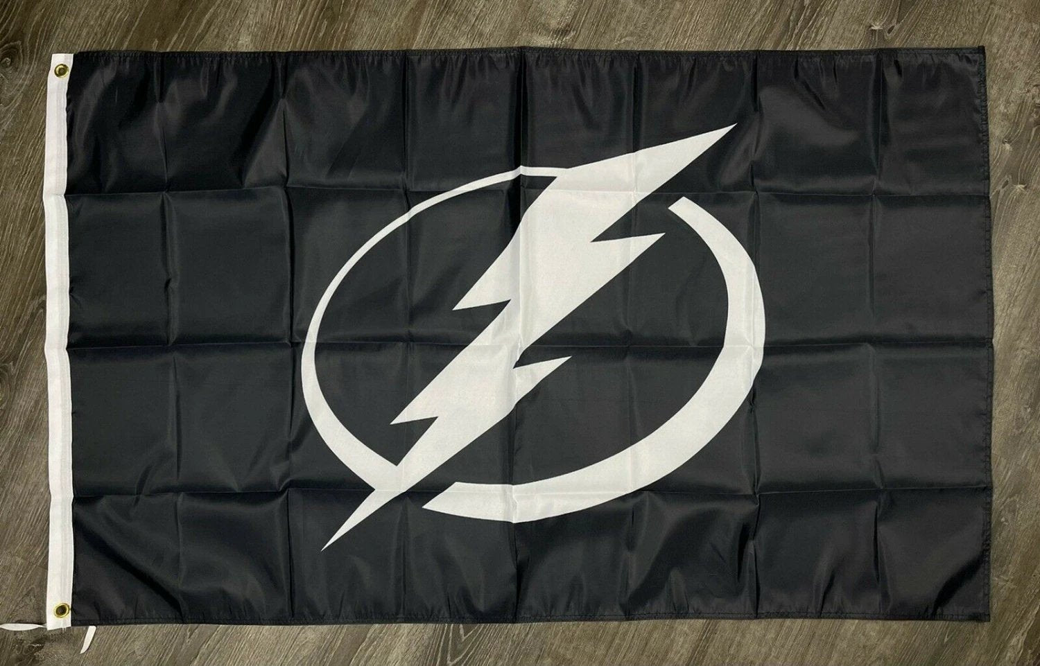 Tampa Bay Lightning Logo Flag 3x5 ft Hockey Sports Black Banner Man-Cave by flagsjustdoit