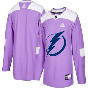 Tampa Bay Lightning Purple Pink Custom Hockey Fights Cancer Practice Jersey by Hockey David