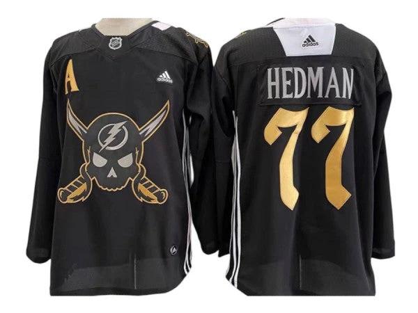 Tampa Bay Lightning #77 Victor Hedman Black 2022 Gasparilla Jersey by Hockey David