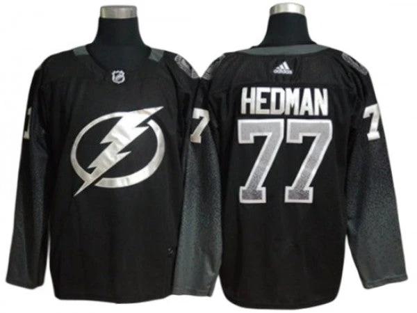 Tampa Bay Lightning #77 Victor Hedman Black Alternate Jersey by Hockey David