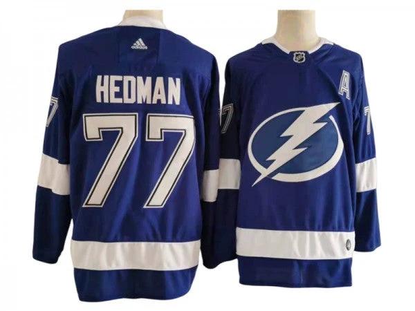 Tampa Bay Lightning #77 Victor Hedman Blue Home Jersey by Hockey David