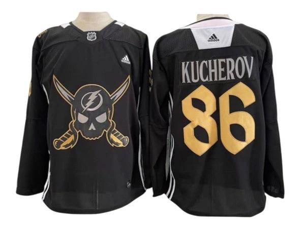 Tampa Bay Lightning #86 Nikita Kucherov Black 2022 Gasparilla Jersey by Hockey David