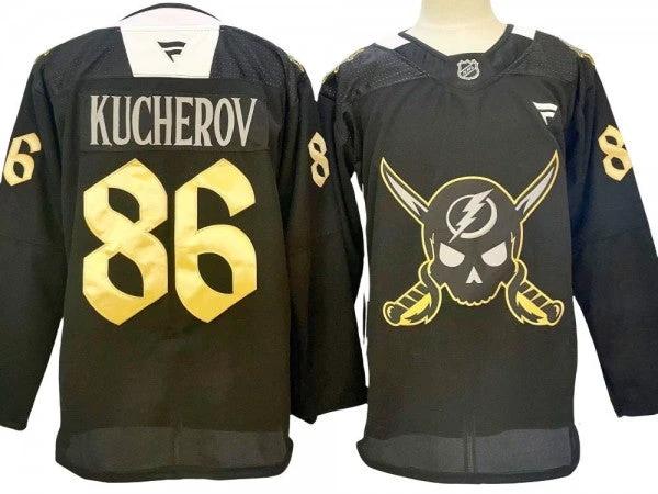 Tampa Bay Lightning #86 Nikita Kucherov Black Gasparilla 2024 Jersey by Hockey David