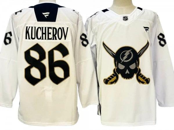 Tampa Bay Lightning #86 Nikita Kucherov White Gasparilla 2024 Jersey by Hockey David