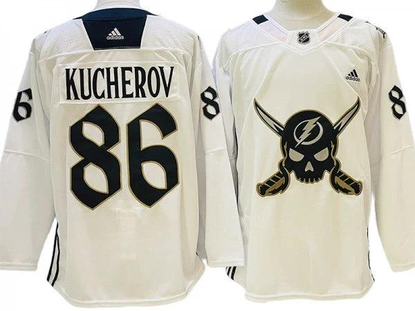 Tampa Bay Lightning #86 Nikita Kucherov White Gasparilla Jersey by Hockey David