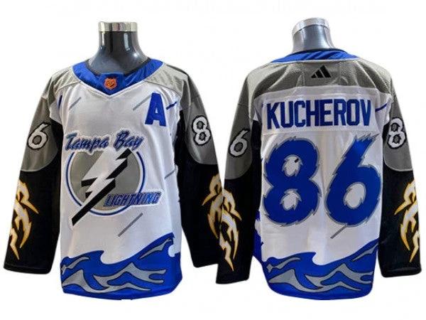 Tampa Bay Lightning #86 Nikita Kucherov White Reverse Retro 2.0 Jersey by Hockey David