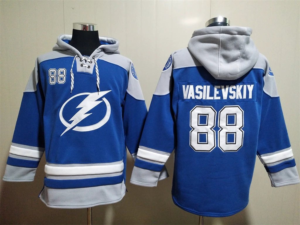 Tampa Bay Lightning #88 Andrei Vasilevskiy Pullover Hoodie by Hoodie Pullover