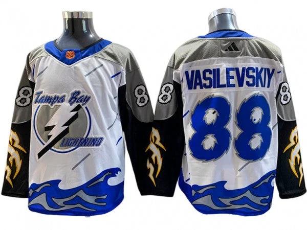 Tampa Bay Lightning #88 Andrei Vasilevskiy White Reverse Retro 2.0 Jersey by Hockey David