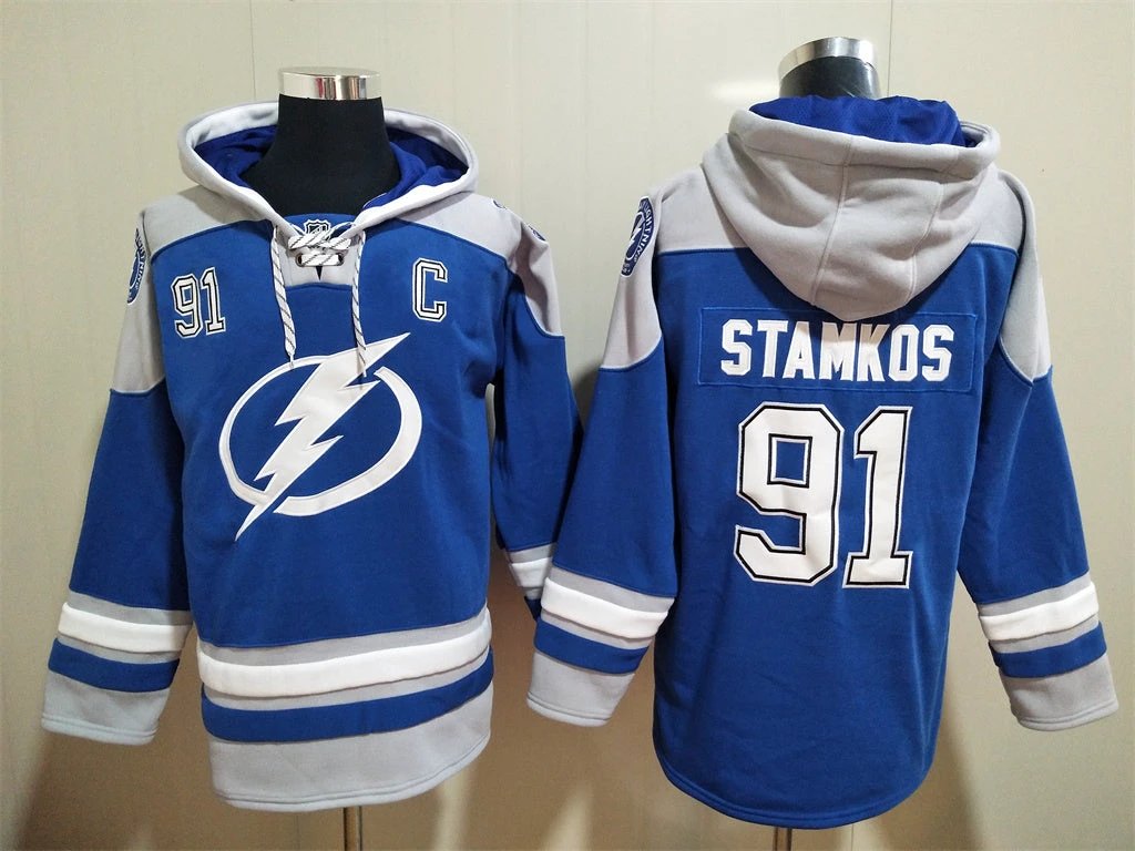 Tampa Bay Lightning #91 Steven Stamkos Pullover Hoodie by Hoodie Pullover