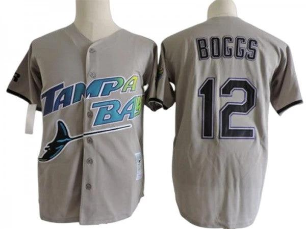 Tampa Bay Rays #12 Wade Boggs Grey Throwback Jersey by My Store
