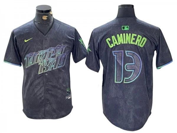 Tampa Bay Rays #13 Junior Caminero Black 2024 City Connect Limited Jersey by My Store