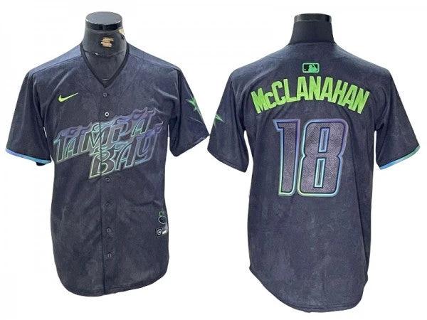 Tampa Bay Rays #18 Shane McClanahan Black 2024 City Connect Limited Jersey by My Store