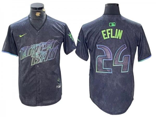 Tampa Bay Rays #24 Zach Eflin Black 2024 City Connect Limited Jersey by My Store