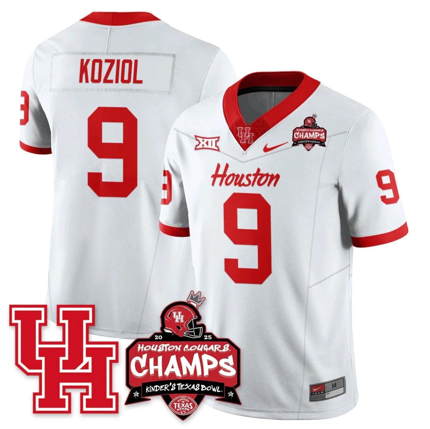 Tanner Koziol Jersey #9 Houston Cougar 2025 Texas Bowl Champions White by NCAA Football Jersey