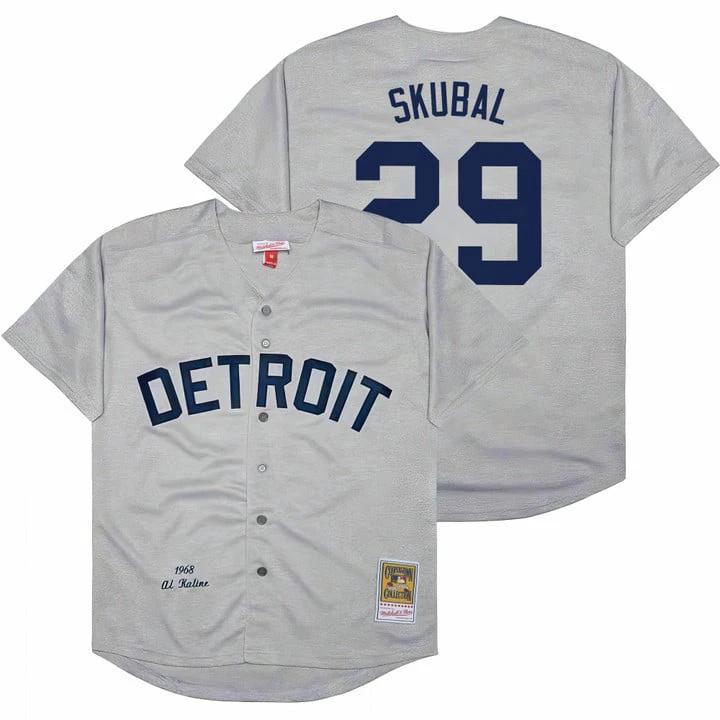 Tarik Skubal Jersey #29 Detroit Tigers Throwback Cooperstown Stitched Gray by Baseball Jerseys 7