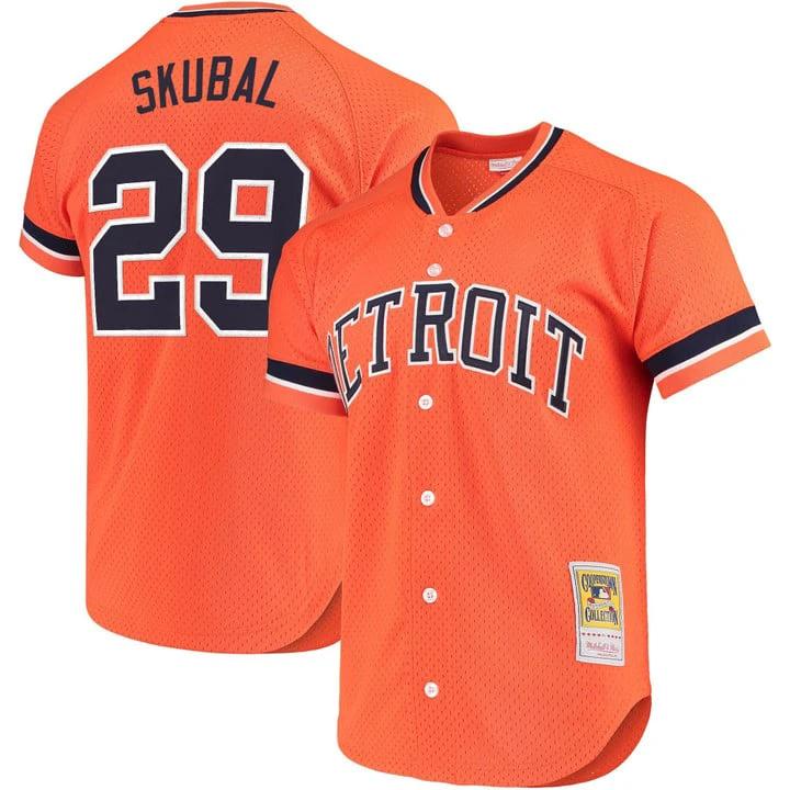 Tarik Skubal Jersey #29 Detroit Tigers Throwback Cooperstown Stitched Orange by Baseball Jerseys 7